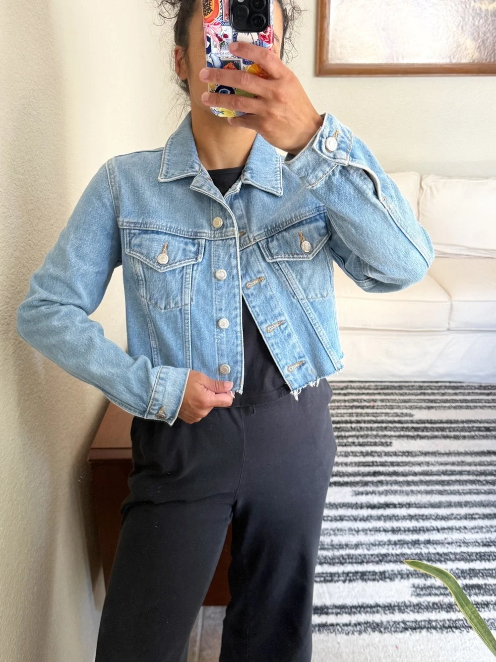 Topshop Light Blue Cropped Denim Jacket